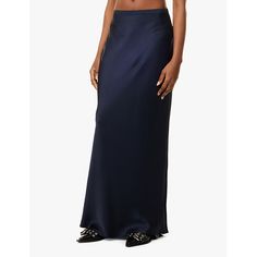 Find ANINE BING Bar Elasticated-waistband Silk Maxi Skirt M on Editorialist. | ANINE BING silk maxi skirt100% silkSlips onRegular fit, high-waist, elasticated waistband, all-over satin textureDry cleanTrue to sizeSize small: length 42in / 107cmModel is 5ft 10in/1.78m and wears a size smallLightweight, slight stretch Navy Silk Skirt, Hobble Skirt, Silk Maxi Skirt, Silk Maxi, Anine Bing, Silk Skirt, Maxi Skirt, High Waist, High Waisted