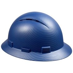 a blue hard hat on a white background