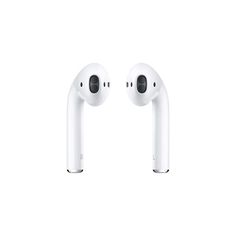 two white ear buds sitting next to each other