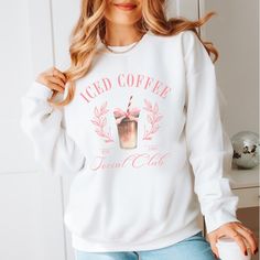 Join the coolest club around with our Iced Coffee Social Club Crew Sweatshirt. Stay warm and stylish while showing off your love for iced coffee. Our sweatshirt is the perfect addition to any casual outfit. Join the club today and be the envy of all your coffee-loving friends! Designs are printed with direct to garment, high quality inks Coffee Social, Loving Friends, Coffee Shirt, Graphic Apparel, Social Club, Business Attire, Crew Sweatshirts, Unisex Style, Iced Coffee