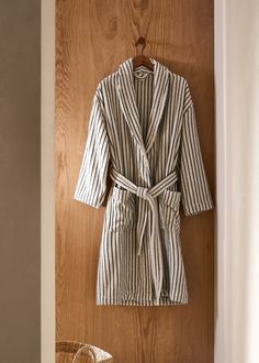 Bathrobe tella - Home | MANGO USA Terry Cloth Robe, Women's Robe, Mediterranean Style, Soft Texture, Terry Cloth, Soft Textures, Stripes Design, Black Friday, United Kingdom