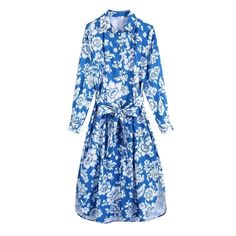 F00126399-101 Casual Long Sleeve Dress For Spring Brunch, Knee-length Long Sleeve Summer Dress, Casual Long Sleeve Dress For Summer Brunch, Casual Long Sleeve Summer Dress For Brunch, Knee-length Floral Print Long Sleeve Summer Dress, Summer Floral Print Knee-length Long Sleeve Dress, Blue Long Sleeve Midi Dress For Spring, Blue Knee-length Long Sleeve Summer Dress, Spring Long Sleeve Shirt Dress For Brunch