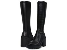 Steve Madden Roxanna Boot - Women's Boots : Black : Equip your steps with some more power, comfort, and style donning the Steve Madden Roxanna Boots. Synthetic upper, lining, and insole. Zippered closure for easy on and off. Classic tall silhouette with rounded toe. Chunky block heel. Durable lug outsole. Imported. Measurements: Heel Height: 3.5 in. Platform Height: 1.25 in. Boot Shaft Height: 5 in. Shaft Circumference: 12.5 in. Sporty Round Toe Boots For Fall, Sporty Platform Boots For Fall, Sporty High Ankle Boots For Fall, Chic Fall Platform Boots For Streetwear, Chic Fall Streetwear Platform Boots, Medium Width Platform Boots For Streetwear In Fall, Medium Width Platform Boots For Fall Streetwear, Casual Knee-high Boots For Streetwear, Fitted Casual Boots For Streetwear