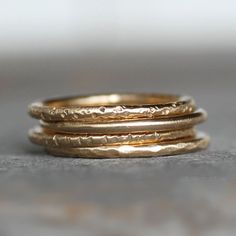 18k Gold Wedding Ring  Textured Gold Band  by LilianGinebra Dainty Hand Forged Gold Stackable Rings, Elegant Hammered Stackable Rings, Delicate Hammered Yellow Gold Ring, Elegant Hammered Stackable Rings In Recycled Gold, Gold Hammered Stackable Round Band Rings, Gold Hammered Stackable Rings, Classic Gold Stackable Rings Hand Forged, Classic Gold Hand Forged Stackable Rings, Elegant Hammered Stackable Promise Rings