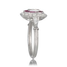 12163_TSV Diamond Ring With Halo, Antique Ruby Ring, Asscher Cut Diamond Engagement Ring, Retro Engagement Rings, Asscher Cut Engagement Rings, Estate Diamond Jewelry, Brilliant Cut Diamond Ring, Asscher Cut Diamond, Vs2 Diamond