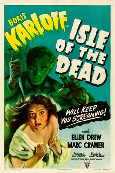 a poster for the movie isle of the dead with an image of a woman holding a knife