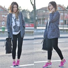 Pink Sneakers (by Crris LoveShoppingandFashion) http://lookbook.nu/look/4466773-Pink-Sneakers Outfit Tenis, Pink Concert, Black Jeans Outfit, Tenis Nike