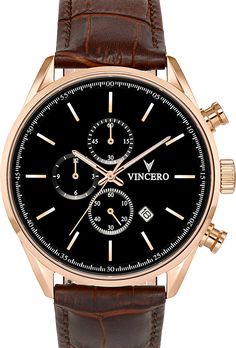 Men’s Chronograph - Rose Gold | Vincero Watches Vincero Watches, Nice Watches, Silver Pocket Watch, Swiss Army Watches, Mens Chronograph, Leather Watch Band, Expensive Watches, Casual Watches, Leather Watch Bands