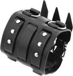 -Unisex Punk Rock Biker Wide Strap Thick Leather Bracelet Made from Genuine Leather and Alloy Metal-100% Genuine Leather-Bracelet Wide: 7.0cm / 3.0 inch-Adjustable Size: 8 ~ 10 inch Punk Leather Jewelry With Wrist Strap, Punk Style Leather Jewelry With Wrist Strap, Punk Leather Wrist Strap Jewelry, Edgy Black Cuff Bracelet With Rivets, Adjustable Punk Cuff Bracelet With Wrist Strap, Edgy Adjustable Wristband With Wrist Strap, Adjustable Edgy Wristband With Wrist Strap, Punk Style Adjustable Cuff Bracelet With Rivets, Punk Adjustable Cuff Bracelet With Rivets