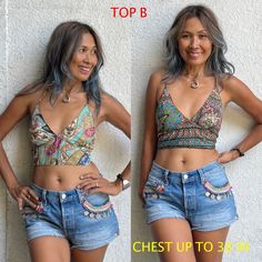 Reversible festival boho colorful  halter ties top. Made with silk blend  very soft and comfortable on the skin. Fits best XS-L NOTE: STYLE AND MEASUREMENTS ARE IN EACH PHOTO! CARE: Hand wash cold. Floral Ties, Halter Tie Top, Printed Crop Top, Festival Crop Tops, Photo Care, Bohemian Maxi, Bohemian Maxi Dress, Beach Tops, Cropped Tube Top