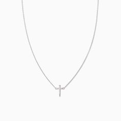 It’s not a T necklace, it’s our Simple Cross Necklace. Featuring a dainty, simple chain necklace and a pavé cross, this is the necklace your everyday look has been missing. Want to know the best part? Not only does this cross necklace come in gold, but you can also get it in Sterling Silver. Minimalist Clavicle Chain Necklace With Cross Pendant, Dainty Cross Necklace For Everyday Wear, Delicate Chain Necklace With Cross Pendant, Everyday Minimalist Cross Pendant Necklace, Minimalist Daily Wear Cross Pendant Necklace, Minimalist Everyday Cross Necklace, Everyday Cross Pendant Clavicle Necklace, Everyday Cross Charm Necklace With Clavicle Chain, Minimalist Cross Charm Necklace With Delicate Chain