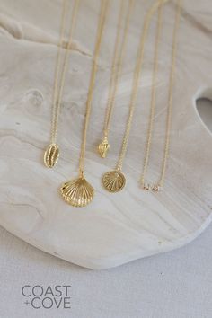 This beautiful Gold Sanibel Necklace is crafted from 14k gold vermeil and shaped like a flat scallop shell. Our gold jewelry pieces are durable and made to layer and stack. Style this as a simple everyday necklace, or layer it in a gold necklace stack. However you style it, this piece is a timeless reminder of the beauty of the ocean. Elegant Shell Pendant As A Gift, Elegant Shell Pendant As Gift, Elegant Shell Pendant For Gift, Elegant Jewelry With Oyster Bracelet, Minimalist Gold Necklaces For The Beach, Minimalist Gold Necklace For Beach, Gold Minimalist Necklace For Beach, Dainty Yellow Gold Jewelry For Beach, Elegant Sterling Silver Shell Jewelry