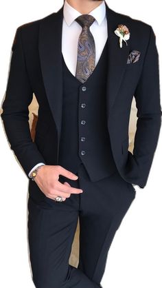 Professional Single Breasted Suit Sets, Professional Single-breasted Suit Sets, Slim Fit Single Breasted Set With Notch Lapel, Semi-formal Slim Fit Single Breasted Three-piece Suit, Slim Fit Single-breasted Three-piece Suit, Professional Three-piece Suit With Single-breasted Design, Professional Single Breasted Three-piece Suit For Semi-formal Occasions, Office Three-piece Suit With Suit Collar And Single Button, Professional Three-piece Single Breasted Suit