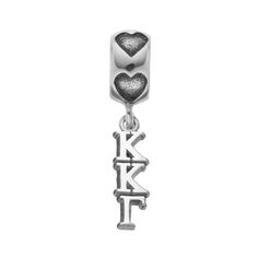 Featuring a dangling Kappa Kappa Gamma symbol, and heart accents on the bail, this sterling silver charm is a stylish way to support your sorority. It makes a perfect addition to your charm bracelets. Comes in a gift box.CHARM DETAILS Length: .63 in. Metal: sterling silver  Size: One Size. Color: Grey. Gender: female. Age Group: adult. Personalized Silver Dangle Charms, Sterling Silver Dangling Charms For Personalized Gifts, Silver Personalized Sorority Jewelry, Personalized Silver Sorority Jewelry, Gamma Symbol, Kappa Kappa Gamma, Retro Vintage Style, Dresses For Teens, Sterling Silver Charm