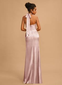 Prom Dresses With Bow, Dresses With Bow, Satin Prom Dresses, Satin Prom Dress, Stretch Satin, Custom Dresses, Color Swatches, Dress With Bow, Floor Length