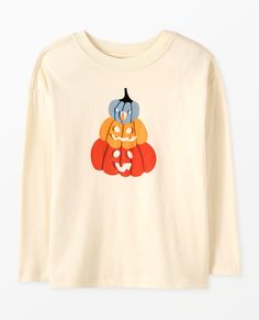 Halloween Long Sleeve Graphic Tee Cotton Artwork, Kids Holiday Outfits, Long Sleeve Graphic Tee, Halloween Artwork, Halloween Long Sleeve, Pajama Dress, Black Friday Shopping, Hanna Andersson, Holiday Fashion