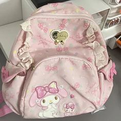 womens kawaii fashion pink my melody backpack May Melody, My Melody Backpack, Melody Backpack, Jirai Kei Fashion, Pink My Melody, Sanrio Mymelody, Kawaii Coquette, Harajuku Aesthetic, Embroidered Backpack