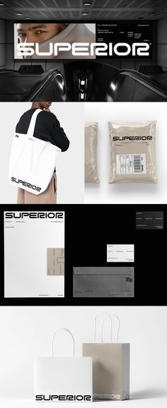 an image of a white bag and some black and white packaging designs on the same page