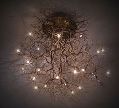 a chandelier with lights hanging from it's branches