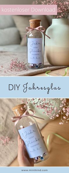 DIY Jahresglas - kostenloser Download Diy Partner Gifts, Pink Nail Colors, Baby Pink Nails, Presents For Boyfriend, Dream Gift, Paper Tags, Good Notes