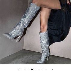 Glitter Boots With Diamonds And 9 Cm Heels Never Worn Ordered Wrong Size By Mistake Will Look Amazing With Dress Or Oversized Tshirt Demonia Boots, Bling Fashion, Cut Clothes, Heeled Mules Sandals, Eve Outfit, Cute Heels, Long Midi Dress, Mid Dresses, Heel Boots