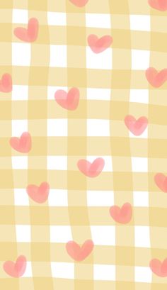 hearts on a yellow and white checkered background