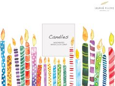 a card with candles on it and the words candles written in different colors, sizes and shapes