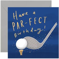 a birthday card with a golf ball and tee