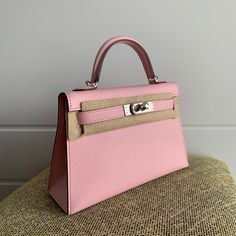 The bag comes in full set with original store receipt. Champagne Hardware, Mauve Sylvestre, Mini Kelly, Luxury Bags Collection, Fancy Bags, Hermes Bags, New Bag, Birkin Bag, Silver Hardware