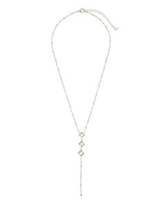 Introducing the Reine Lariat Necklace, a luxurious piece crafted for the sophisticated individual. This elegant necklace features a delicate beaded chain adorned with lustrous pearls, exuding an air of exclusivity and refinement. Elevate any outfit with the timeless style and grace of the Reine Lariat Necklace. Material: 14K gold or rhodium plated brass, freshwater pearls Features: Measures 16" with 2" extender, 3.75" drop, 0.35" pendants, 5mm pearls, 2mm chain, Lead & Nickel free, lobster clasp Elegant Long Lariat Necklace For Formal Occasions, Silver Lariat Necklace With Pearl Drop, Elegant Long Chain Necklace Gift, Silver Lariat Necklace With Pearl Chain, Elegant Metal Lariat Necklace With Dangle, Elegant Lariat Necklace With Adjustable Chain, Elegant Formal Lariat Necklace With Adjustable Chain, Elegant Lariat Necklace For Formal Occasions, Chic Beaded Chain Jewelry For Formal Occasions