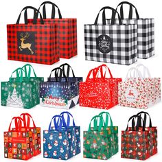 PRICES MAY VARY. PACKAGE INCLUDES - 20 pack assorted sizes christmas gift bags 3 sizes: 4 Large (16.9*12.6*6.8 inches), 8 Medium (12.2" x 9.8" x 6.7"inches), 8 Small (9"x 8.5"x5.6" inches).. sufficient to meet your holiday packing needs. HIGH QUALITY – non-woven fabric gift bags is more durable than paper gift bags, them extra carrying capacity and a longer life, and covers the surface with a layer of bright film to keep the color bright and waterproof, easy to clean. Child Safe, Non-Toxic. PRAC Xmas Party Favors, Christmas Treat Bags, Holiday Packing, Christmas Tote Bags, Christmas Tote, Holiday Bag, Christmas Party Favors, Christmas Party Supplies, Christmas Gift Bags