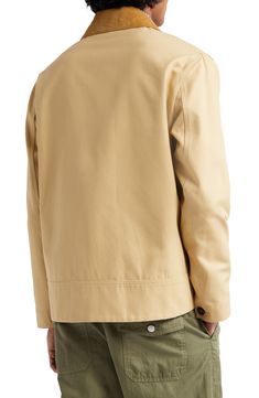 Oversized patch pockets underscore the utilitarian look of this safari-inspired jacket crafted from durable cotton canvas and topped with a corduroy collar. Front button closure Spread collar Button cuffs Chest button-flap patch pockets; front button-flap patch pockets 100% cotton Dry clean Made in Italy Designer Clothing Beige Gabardine Outerwear With Button Cuffs, Beige Fall Utility Jacket With Patch Pockets, Cotton Utility Jacket With Corduroy Collar For Work, Khaki Button-up Outerwear With Patch Pockets, Classic Beige Outerwear With Corduroy Collar, Utility Jacket With Corduroy Collar For Work, Cotton Sport Coat With Flap Pockets And Collar, Cotton Collared Sport Coat With Flap Pockets, Beige Collared Utility Jacket