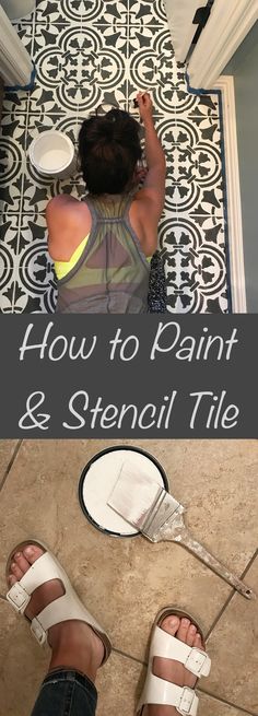 how to paint and stencil tile on the floor in your home or office