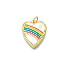 Bedel van een wit hart met een regenboog. Een ideale bedel om je eigen bedelketting of armband mee te maken. White Vintage Charm Necklaces As Gift, Personalized White Enamel Jewelry, Cute White Charm Necklaces For Friendship, Personalized Heart-shaped Rainbow Jewelry, Personalized Rainbow Heart Jewelry, Rainbow Heart Pendant Jewelry Gift, Heart Shaped Charm Necklaces For Friendship, Cute White Nickel-free Charm Necklaces, Heart Charm Necklaces For Friendship