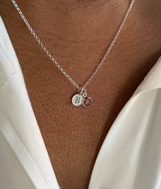 Beautiful disc initial birthstone necklace - would make a perfect birthday gift for a loved one or treat yourself to this lovely necklace! *Chain is of high quality sterling silver * Sterling silver disc initial (disc measures 8mm) The letter is on one side only, the back is blank *Sterling silver birthstone charm (charm measures 6mm) *Chain lengths available are 16" & 18"inches (please add length required in the personalisation box) Necklace will come complete in a lovely white gift box. Silver Birthstone Necklace For Personalized Gift, Silver Birthstone Necklace With Round Pendant For Personalized Gift, Sterling Silver Birthstone Necklace For Birthday, Silver Birthstone Necklace With Round Shape For Personalized Gift, Silver Birthstone Necklace For Birthday With Round Pendant, Silver Birthstone Necklace For May Birthdays, Silver May Birthstone Necklace For Birthday, Sterling Silver Initials Charm Necklace For Birthdays, Sterling Silver Initial Necklace With Birthstone For Anniversary