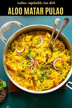 Aloo Matar Pulao, or Tehri, is a vegetable rice dish from Uttar Pradesh. This one pot meal is quick to prepare with mild flavours. Rice Recipes Vegan, Seasoned Rice Recipes, Vegetable Rice, One Pot Meal, Easy One Pot Meals, Rice Dish, Trending Recipes, Winter Recipes, Indian Food Recipes Vegetarian