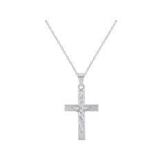 Display your faith with this lovely 14k white gold crucifix pendant necklace. Click on this JEWELRY & WATCHES GUIDE to learn about fit, styles, materials and more! Display your faith with this lovely 14k white gold crucifix pendant necklace. Click on this JEWELRY & WATCHES GUIDE to learn about fit, styles, materials and more! FEATURES Pendant dimensions: 0.5 in. x 0.875 in. Chain length: 16 in. + 2-in. extender Chain type: rope Clasp: spring-ring Metal: 14k white gold Plating: rhodium Finish: po White Gold Sterling Silver Crucifix, Classic White Gold Crucifix Necklace, Sterling Silver Crucifix Cross Necklace In White Gold, White Gold Sterling Silver Crucifix Necklace, White Gold Crucifix Necklace For Formal Occasions, White Crucifix Necklace For Formal Occasions, White Gold Crucifix Necklace With Polished Finish, Classic White Gold Crucifix Jewelry, Ring Metal