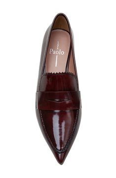 A classic penny keeper and loafer-inspired topline lend timeless sophistication to a stylish leather pump framed by a pointy moc toe and kitten heel. 2" heel Cushioned footbed Slip-resistant sole Leather upper/synthetic lining/rubber sole Imported Elegant Burgundy Loafers With Rubber Sole, Classic Burgundy Loafers For Office, Semi-formal Pointed Toe Moccasins With Leather Sole, Formal Pointed Toe Tassel Loafers With Rubber Sole, Pointed Toe Loafers With Brogue Detailing For Galas, Classic Burgundy Loafers With Rubber Sole, Burgundy Leather Sole Loafers For Workwear, Burgundy Slip-on Loafers For Business, Brown Pointed Toe Loafers For Galas