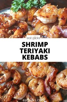 shrimp teriyaki kebabs on a plate