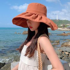 Name: UV protection sunshade hat, summer, face covering sun hatMaterial:blendedColor:black,apricot,khaki,orange,blueFeatures:sun hat Hats With Uv Protection For Beach Season, Orange Short Brim Sun Hat For Vacation, Orange Brimmed Sun Hat For Vacation, Orange Brimmed Sun Hat For Summer, Orange Sun Hat For Summer, Solid Color Sun Hat For Beach Season, Solid Color Bucket Hat For Summer Travel, Summer Sun Hat Visor, Orange Beach Sun Hat, One Size Fits Most