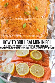 how to grill salmon in foil with lemons and parsley on the side, and then