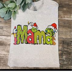 Cute Design ! Custom Made And Will Ship Within A Few Days! On Gildan Unisex Short Sleeve Check Out My Page For More Designs Grinch Designs For Shirts, Cute Cricut Christmas Shirts, Grinch Couple Shirts, Christmas Themed Shirts, Cricut Family Christmas Shirts, Grinch Birthday Shirts, Christmas Mama Shirt, Multicolor Printed Christmas Tops, Holiday Multicolor Graphic Print Tops