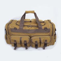 Mens Large 30" Inch Duffle Military Molle Tactical Gear Shoulder Bag Khaki Outdoor Bags With Pockets, Khaki Outdoor Bag With Pockets, Beige Bags With Pockets For Outdoor, Beige Outdoor Bag With Pockets, Large Capacity Khaki Shoulder Bag For Outdoor, Khaki Large Capacity Shoulder Bag For Outdoor, Large Capacity Khaki Nylon Bag, Beige Nylon Bags For Outdoor Activities, Practical Shoulder Bag With Multiple Pockets For Outdoor