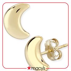 in stock Macy's Polished Yellow Gold Earrings, Macy's 14k Gold Polished Earrings, Modern Round Earrings From Macy's, Macy's Polished 14k Gold Earrings, Elegant Half Moon 14k Gold Jewelry, Elegant 14k Gold Half Moon Jewelry, Macy's Modern Round Earrings, Gold Moon Shaped Jewelry For Formal Occasions, Macy's Round Earrings Gift