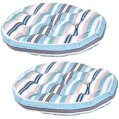 Outdoor Round Polyester Floor Cushion - Seaside Stripe - Set of 2 by Sunnydaze Image 1 Round Floor Cushion, Cozy Seats, Outdoor Seat Cushions, Comfortable Pillows, Outdoor Seat, Floor Seating, Outdoor Floor Cushions, Meditation Cushion, Lawn Chairs