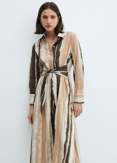 Tie-dye shirt dress Aw 2024, Tie Dye Shirt, Midi Shirt Dress, Dress Shapes, Tie Dye Print, Jumpers And Cardigans, Guest Dresses, Waist Tie, Dress Details