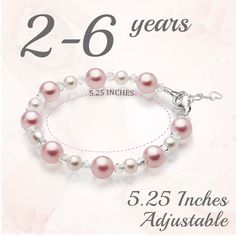 Exceptional Quality: Pink Pearl Bracelet for Toddler Little Girl, Hand crafted by artisan jewelers in the USA. Our team of jewelry experts tests all Kids Bracelets for safety.Adjustable Bracelets for Toddlers Baby Girls: measures 5.25 inches in Length, and a ¾” Sterling Silver Heart Shaped Chain Extender for a perfect fit, and to extend the Use of the Toddler JewelryKids Jewelry baby Girl Gifts: Bead Bracelet Handmade with High End Simulated Pearls and Clear Crystals for a Granddaughter, Goddaug Adjustable Bracelet Jewelry For Mother's Day, Adjustable Silver Name Bracelet With Lobster Clasp, Adjustable Jewelry For Birthday And Mother's Day, Adjustable Jewelry For Birthday Gift, Pink Bracelet Jewelry For Birthday, Adjustable Personalized Bracelet Jewelry, Adjustable Personalized Jewelry Bracelet, Adjustable Personalized Bracelet, Adjustable Hypoallergenic Jewelry With Beads