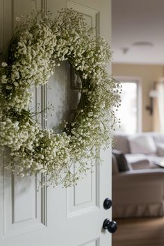 🌿 Handmade Baby's Breath Spring Wreath 🌸 Everyday Wreath Ideas, Flower Wreath Diy