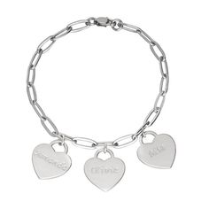 Custom Hearts Charms Bracelet MATERIALS * Material: High-Quality 925 Sterling Silver  * Handmade item SIZES * Pendant size: Height: 16mm Width: 18mm * Thickness:0.7mm * Chain length: 15cm + 5 extension * Chain Style: paperclip GIFTING All items come ready to give in a beautiful gift box with a certificate of authenticity. packaging with bubble wrapped to ensure no damage can be made during Shipping. SHIPPING All items are custom-made to order. USA - Parcels are shipped with USPS First Class Mail Bracelet For Mom, Bracelet Materials, Chain Charm Bracelet, Paperclip Bracelet, Christmas Gifts For Wife, Family Jewellery, Charms Bracelet, Mom Jewelry, Engraved Bracelet