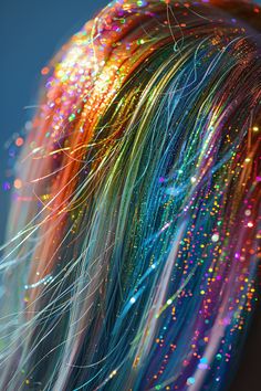 Festival Hair Ideas, Whimsical Hair, Glitter Roots, Unicorn Hair Color, Color Streaks, Halloween Makeup Inspiration